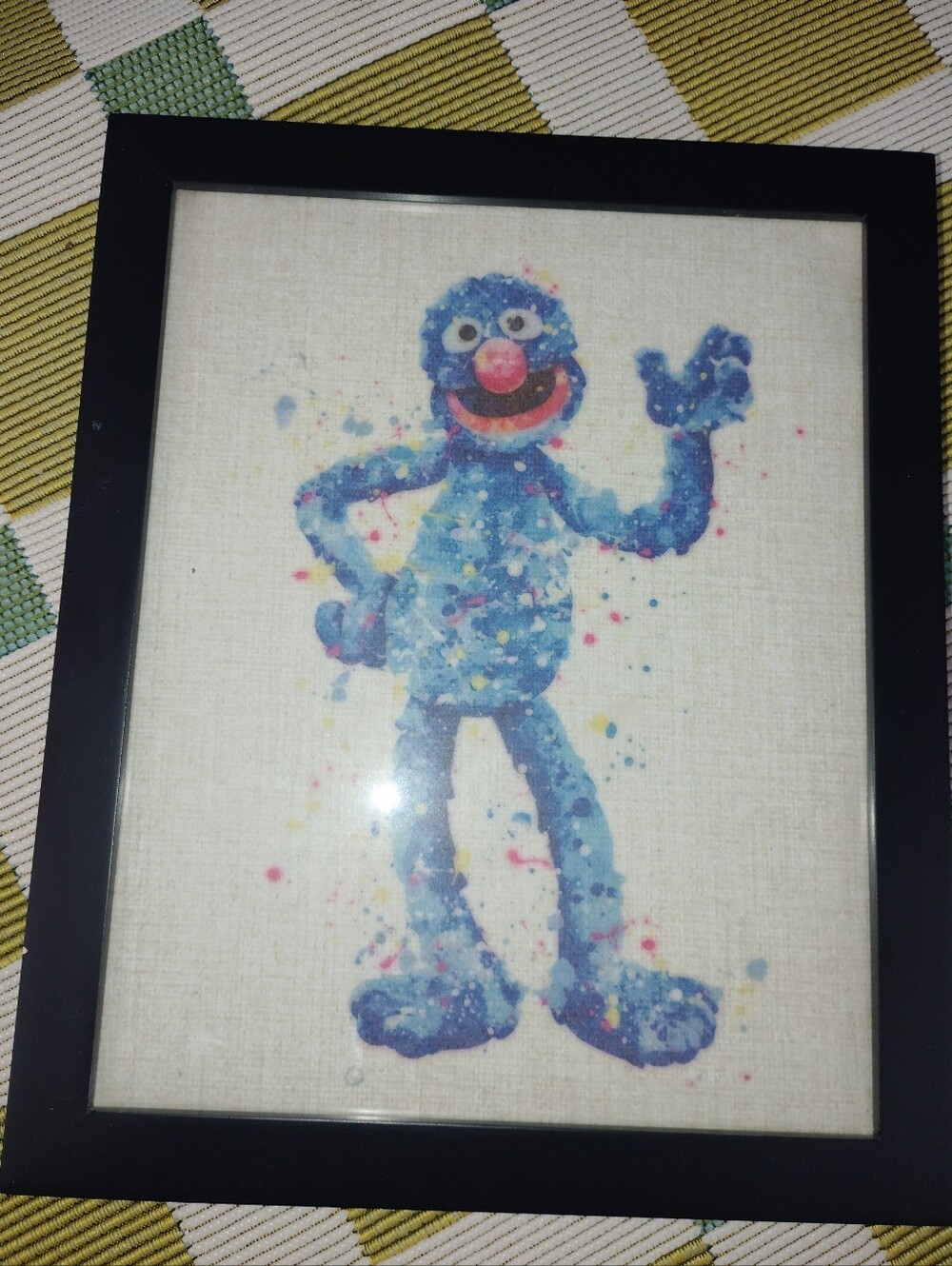 Framed Grover Watercolor Art Print Sesame Street Picture Frame Ready To Hang - Picture 2 of 2
